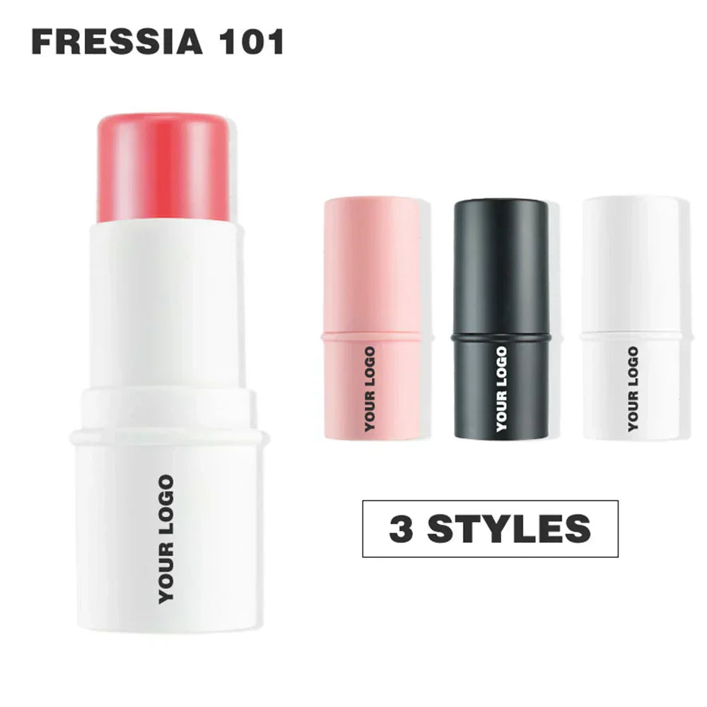 8-Color Blush Stick – Available in pink, white, and black tubes with matte or glitter finishes. Long-lasting, easy to apply, and perfect for private labeling.