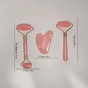 Rose Quartz Roller Set, Artificial Jade Double-Ended Facial Beauty Stick Manual Massager, 4pcs Seasonal Use