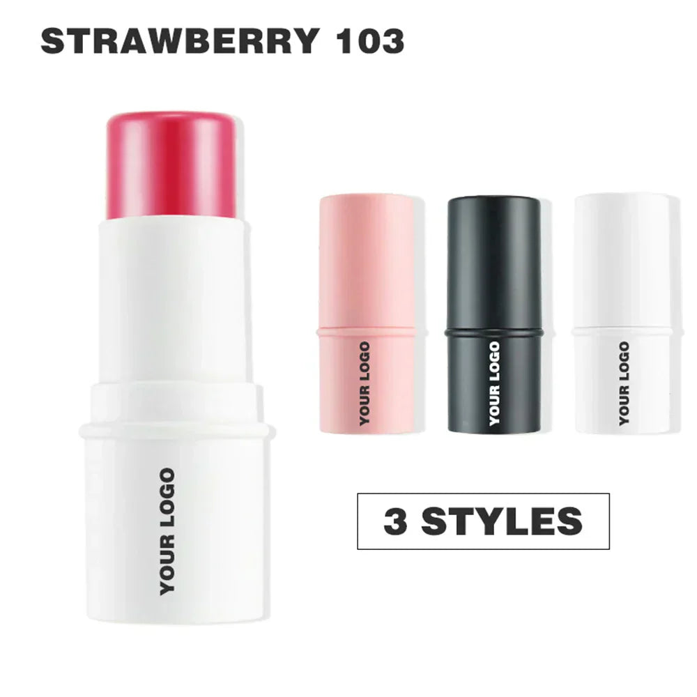8-Color Blush Stick – Available in pink, white, and black tubes with matte or glitter finishes. Long-lasting, easy to apply, and perfect for private labeling.