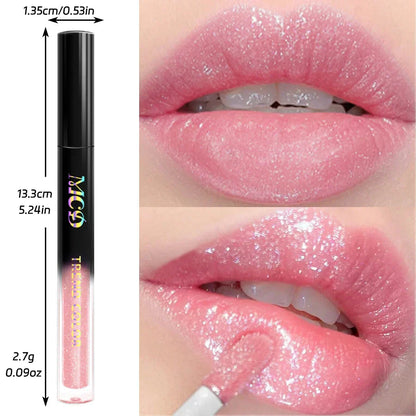 Glitter Lip Glaze Long Lasting Waterproof Liquid Lipstick Dewy Finish Lip Oil Lip Tint makeup Pearl lip gloss Sexy Cosmetics