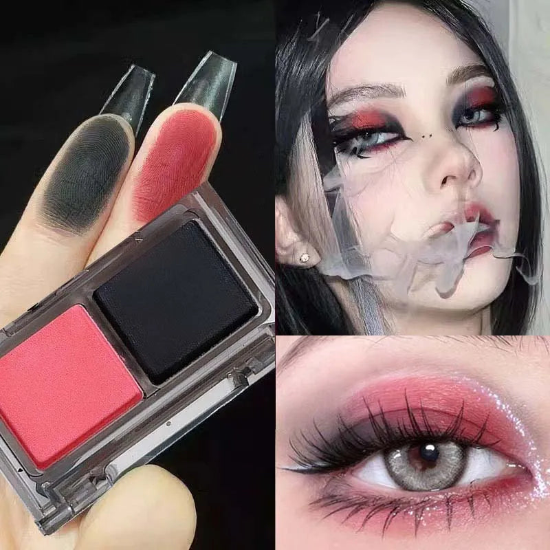Two-color Eyeshadow Palette Lasting Easy To Color Matte Red Black Eye Shadow Fashion Korean Shiny Eyes Makeup Pigments Cosmetics