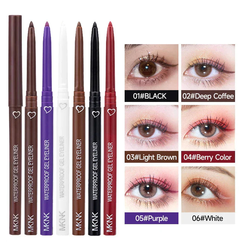 Long-Lasting Waterproof Eyeliner Pencil - Black, Brown & Purple