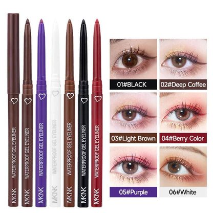 Long-Lasting Waterproof Eyeliner Pencil - Black, Brown & Purple