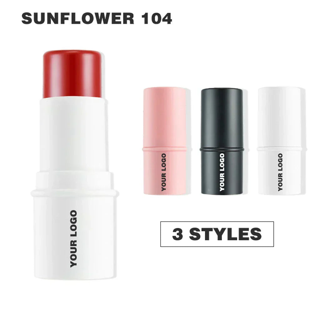 8-Color Blush Stick – Available in pink, white, and black tubes with matte or glitter finishes. Long-lasting, easy to apply, and perfect for private labeling.