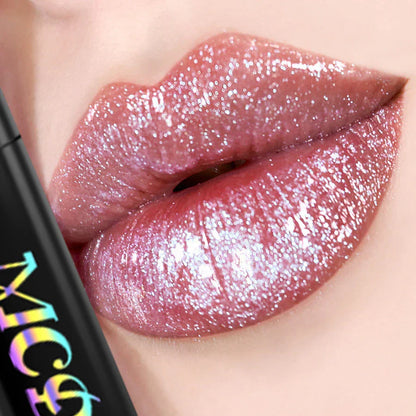 Glitter Lip Glaze Long Lasting Waterproof Liquid Lipstick Dewy Finish Lip Oil Lip Tint makeup Pearl lip gloss Sexy Cosmetics