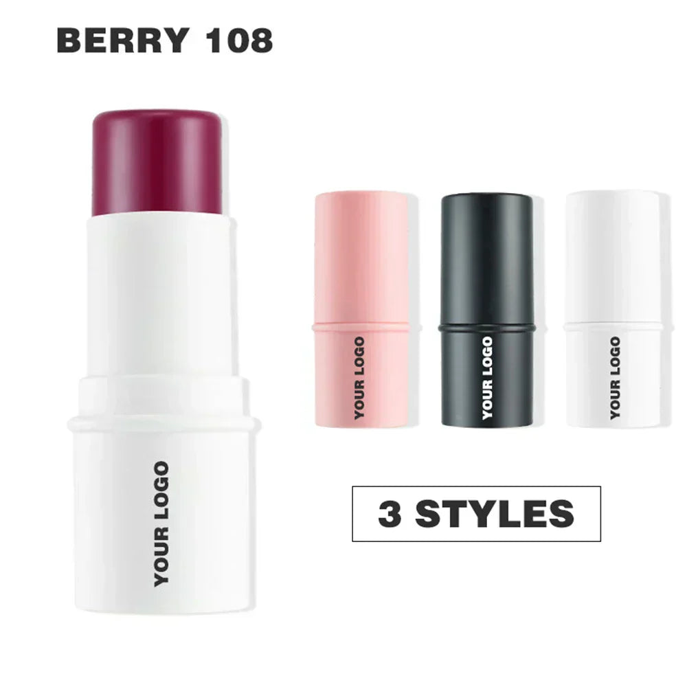 8-Color Blush Stick – Available in pink, white, and black tubes with matte or glitter finishes. Long-lasting, easy to apply, and perfect for private labeling.