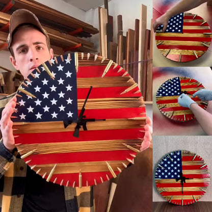Veteran's Day Pre-Sale 60% OFF🔥Handmade Patriotic American Flag Clock🎁BUY 2 FREE SHIPPING
